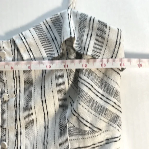 Greylin Anthropologie Striped Linen & Cotton Jumpsuit Cropped Wide Leg Zip Up S